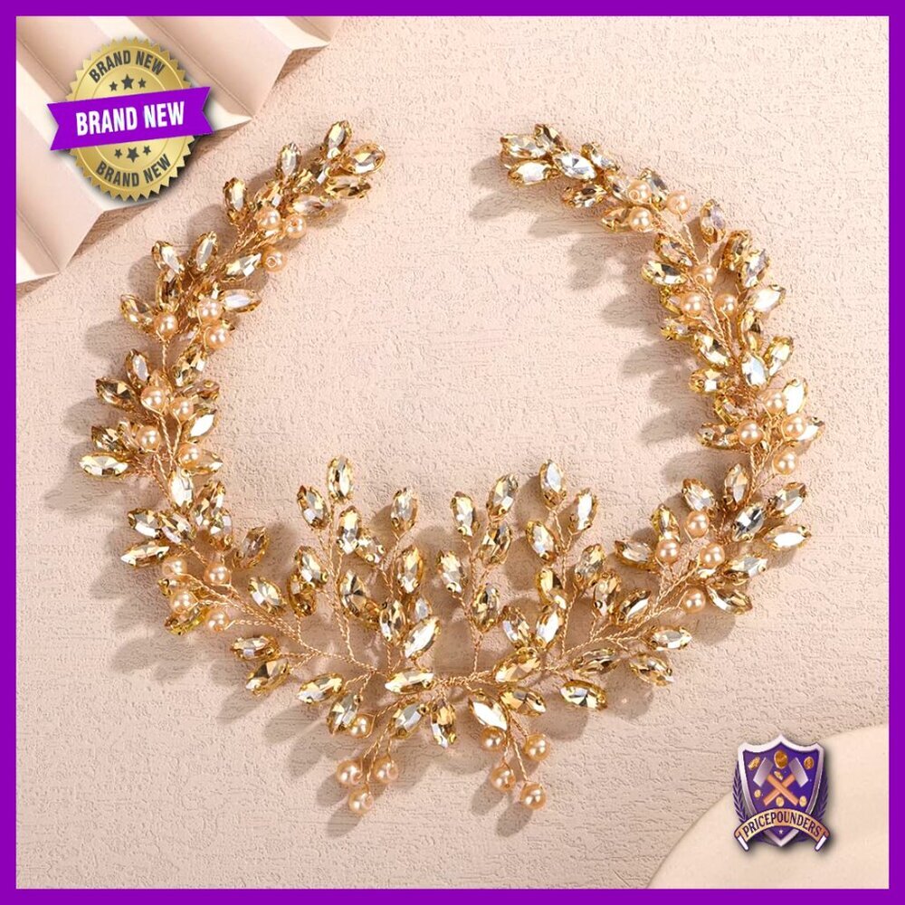 Handmade Crystal Pearl Hair Vine Headband Wedding Bridal Accessory - Picture 1 of 5